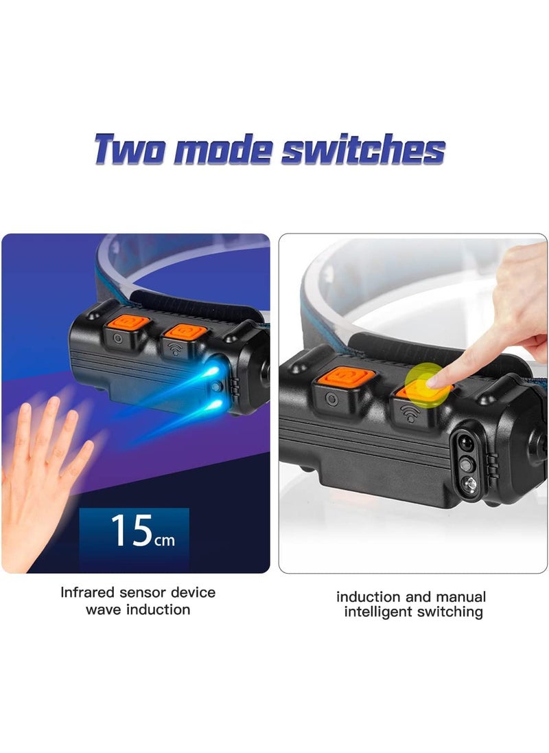 JAMUNESH ENTERPRISE Rechargeable LED Headlamp Flashlight 270Wide Beam 1000 Lumens Super Bright 6 Modes Motion Sensors Switchable Dual Headlamp Lightweight Outdoor Waterproof Head Light for Night Running Fishing Cycling Camping