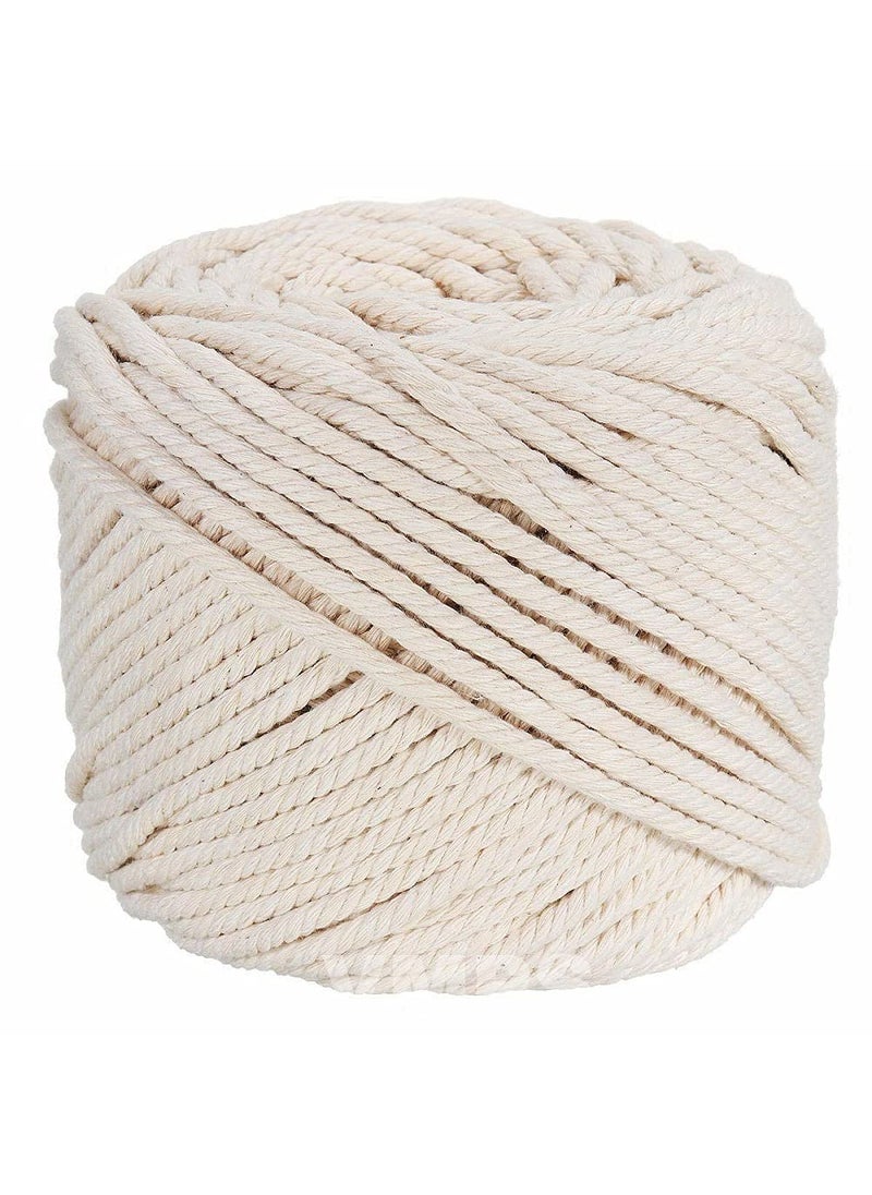 OKDEAL Cotton Cord 5mm x 100 Meters Natural Cotton Rope Cotton Cord for Wall Hanging Plant Hangers Crafts Knitting Decorative Projects Soft Undyed Cotton Rope OffWhite