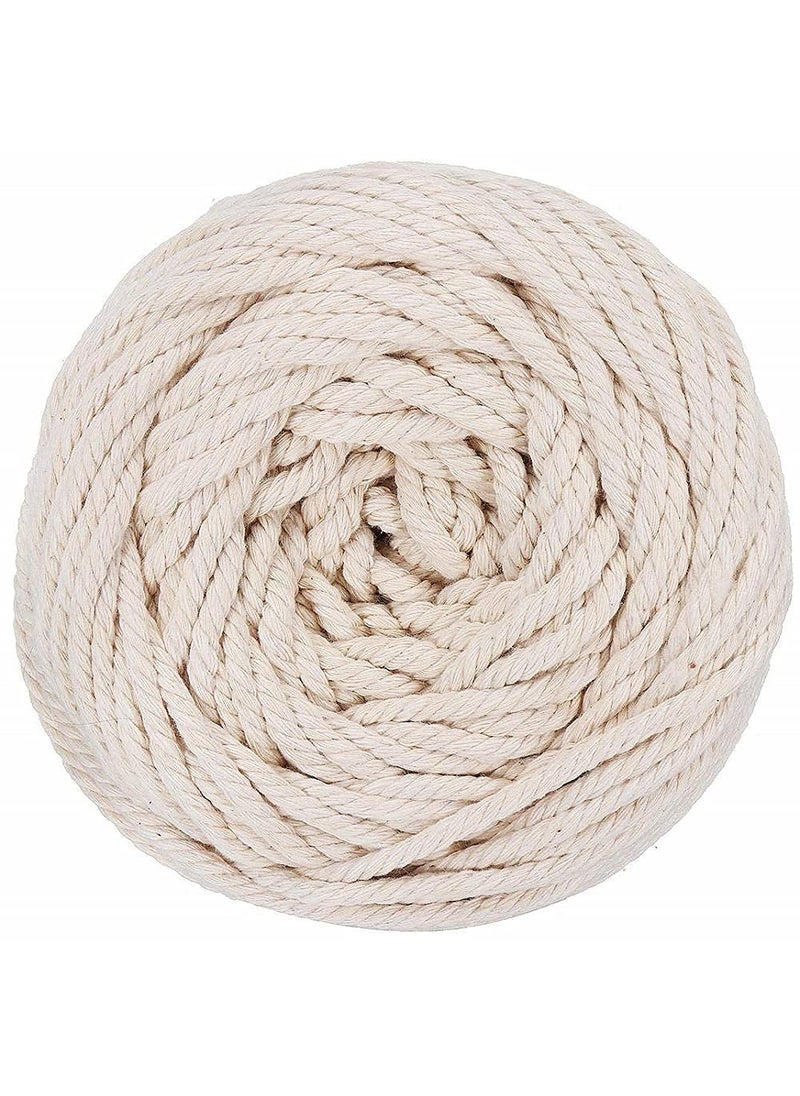 OKDEAL Cotton Cord 5mm x 100 Meters Natural Cotton Rope Cotton Cord for Wall Hanging Plant Hangers Crafts Knitting Decorative Projects Soft Undyed Cotton Rope OffWhite