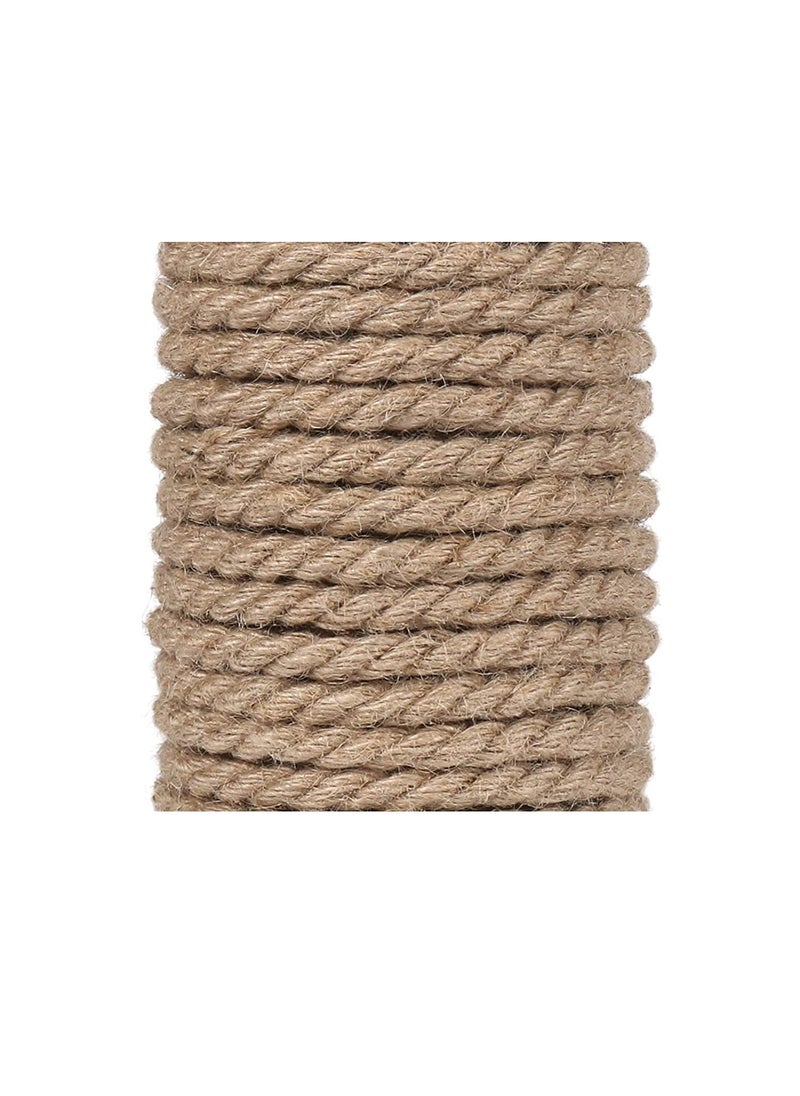 Isharaa Braided Jute Rope 52 Feet 8mm Thick Strong Natural Twine Rope for Crafting Cat Scratching Gardening and Decoration