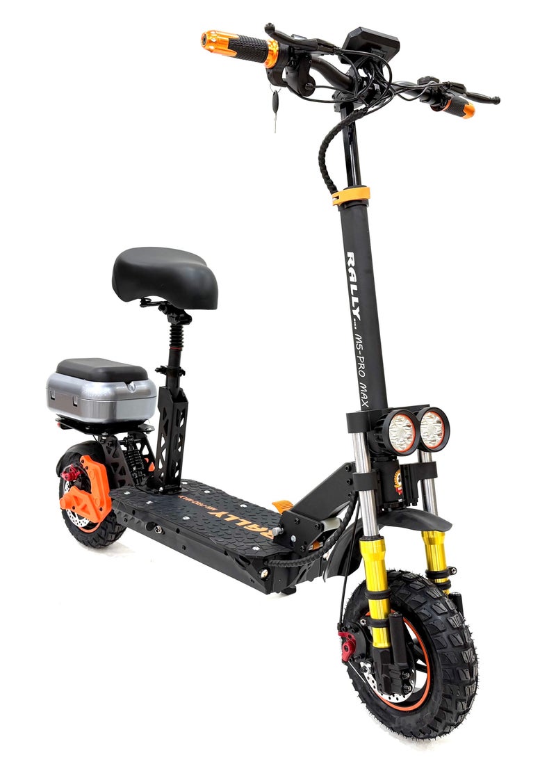 RALLY SCOOTER model M5-PRO-MAX, Recomended for adults, 48V 18AH battery, 2000W motor, max speed is 65 km/h, Range is 55-60 km, Include rear box