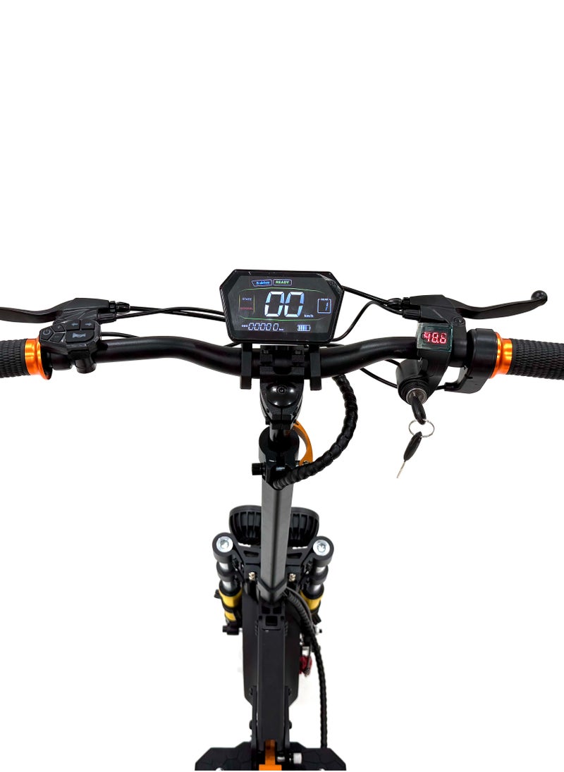 RALLY SCOOTER model M5-PRO, Recomended for adults, 48V 15AH battery, 2000W motor, max speed is 65 km/h, Range is 45-50 km, Include rear box
