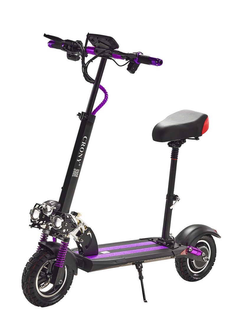 V10 Big LCD Display 1200W Motor E-Scooter, 48V 12AH Battery, 28–42 MRH Max Speed, 20-40KM Range, 10” Off-Road Rubber Tires, Dual Disc Brakes, Front & Rear Suspension, Foldable Aluminum Frame, Triple LED Headlights, LED Base Lighting, Electric Scooter for Adults/Teens with Seat, Heavy Duty 265 lbs Load Capacity, Fast Urban Commuter E-Skateboard for Teens and Adults, Long Range, E-bike with Solid Tires and Easy Folding Design, Fast Urban Commuter Motorized Scooter,Perfect Scooter for Outdoor Adventures, Purple
