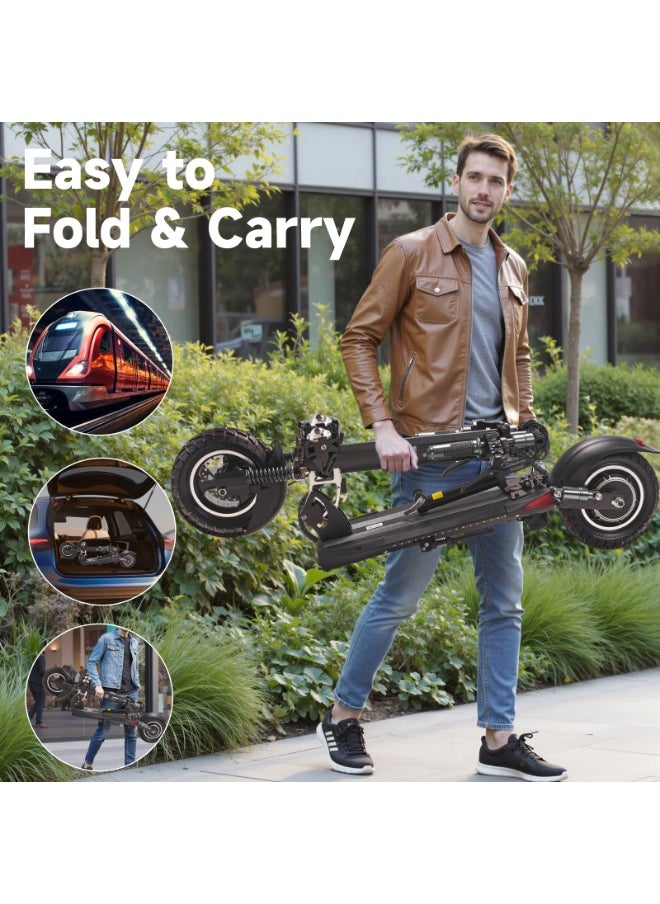 V10 Big LCD Display 1200W Motor E-Scooter, 48V 12AH Battery, 28–42 MRH Max Speed 20-40KM Range, 10” Off-Road Rubber Tires, Dual Disc Brakes, Front & Rear Suspension, Foldable Aluminum Frame, Triple LED Headlights, LED Base Lighting, Electric Scooter for Adults/Teens with Seat, Heavy Duty 265 lbs Load Capacity, Fast Urban Commuter E-Skateboard for Teens and Adults, Long Range, E-bike with Solid Tires and Easy Folding Design, Fast Urban Commuter Motorized Scooter,Perfect Scooter for Outdoor Adventures, Black