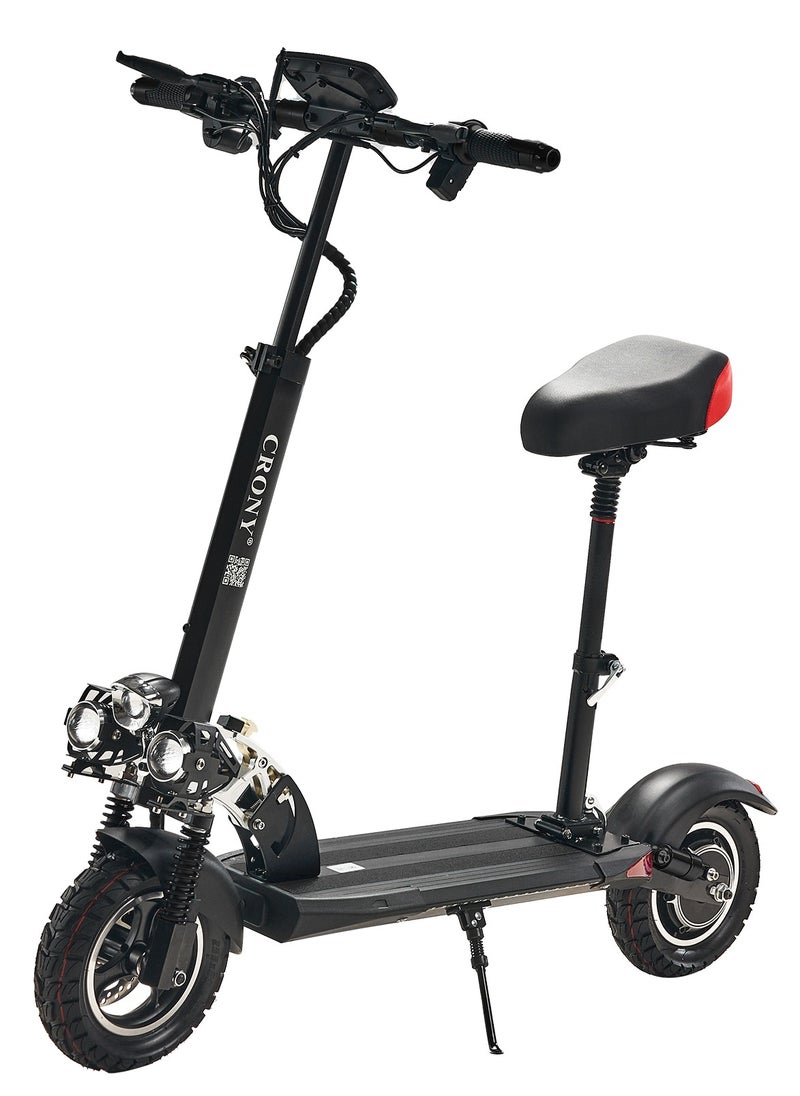 V10 Big LCD Display 1200W Motor E-Scooter, 48V 12AH Battery, 28–42 MRH Max Speed 20-40KM Range, 10” Off-Road Rubber Tires, Dual Disc Brakes, Front & Rear Suspension, Foldable Aluminum Frame, Triple LED Headlights, LED Base Lighting, Electric Scooter for Adults/Teens with Seat, Heavy Duty 265 lbs Load Capacity, Fast Urban Commuter E-Skateboard for Teens and Adults, Long Range, E-bike with Solid Tires and Easy Folding Design, Fast Urban Commuter Motorized Scooter,Perfect Scooter for Outdoor Adventures, Black