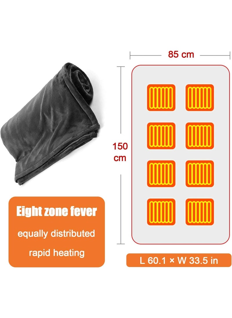 CPEX Electric Blankets USB Portable Heated Blanket Shawl Adjustable 3 Temp Levels Soft Plush Auto Shut Off Wearable Heating Pad with Zip for Back Pain Relief 59x33 Inch