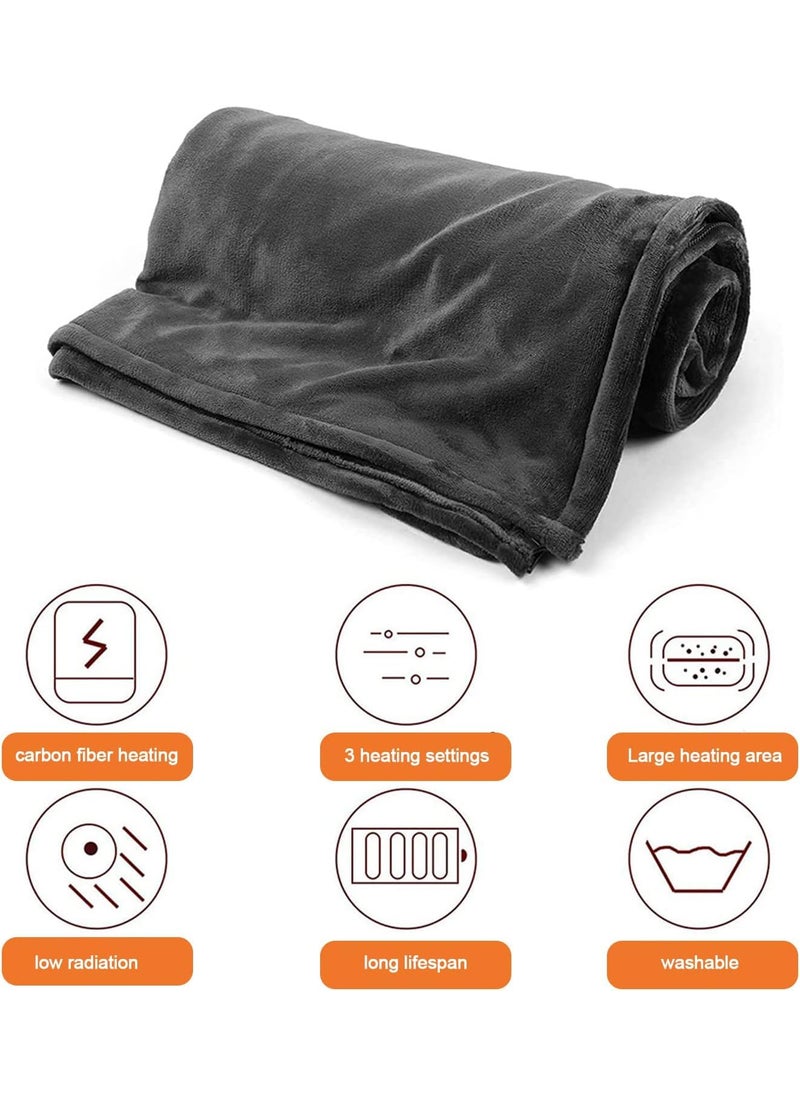 CPEX Electric Blankets USB Portable Heated Blanket Shawl Adjustable 3 Temp Levels Soft Plush Auto Shut Off Wearable Heating Pad with Zip for Back Pain Relief 59x33 Inch