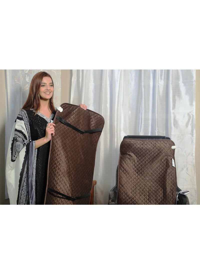 Warmland Presents Foldable Heated Eletric Chair Pad with Temperature Control Whole Back Heating for Home ChairsOffice Chairs etc Beige
