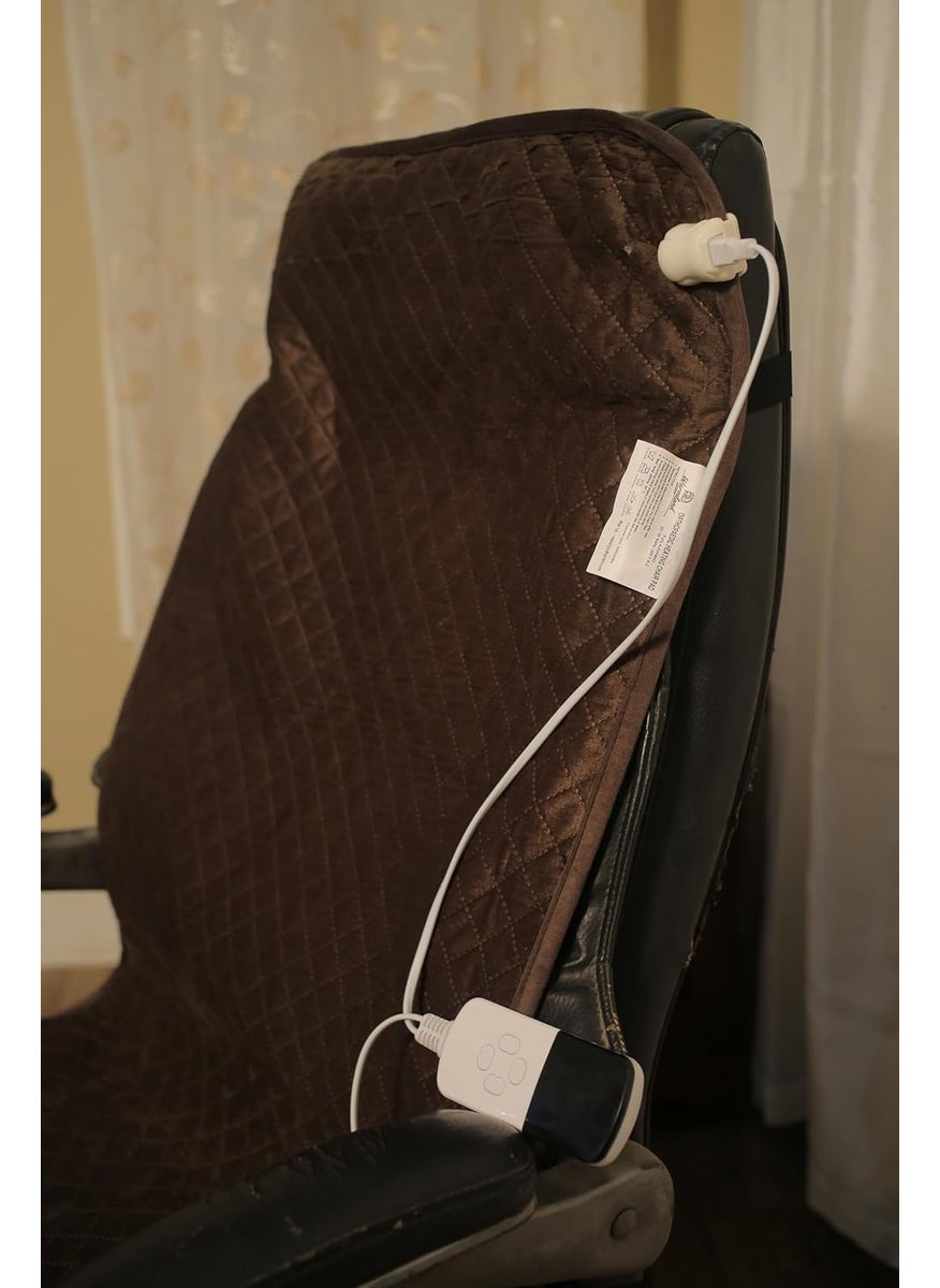Warmland Presents Foldable Heated Eletric Chair Pad with Temperature Control Whole Back Heating for Home ChairsOffice Chairs etc Beige