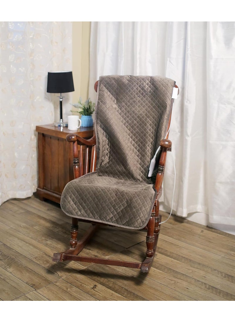Warmland Presents Foldable Heated Eletric Chair Pad with Temperature Control Whole Back Heating for Home ChairsOffice Chairs etc Beige