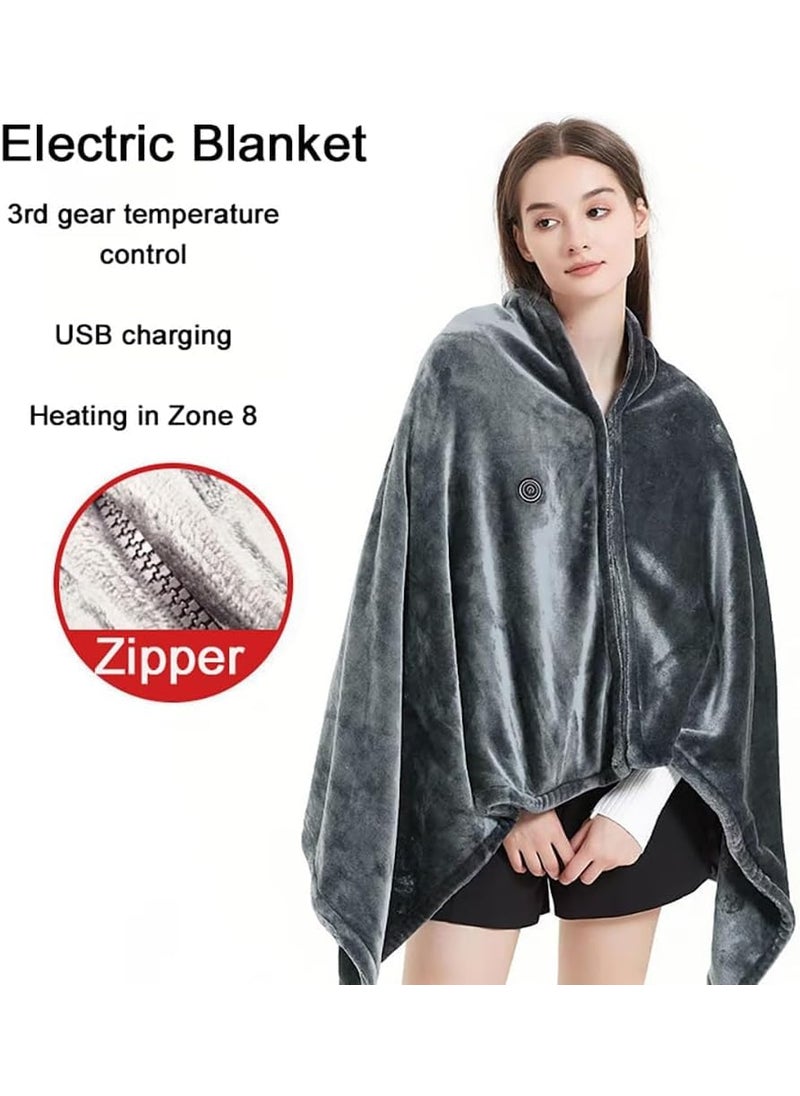 Clefairy USB Heated Blanket Wrap Luxury Flannel Wearable Heated Throw Blanket with Buttons Ultra Warm Heating Neck and Shoulders Shawl for Home Office Outdoor Use