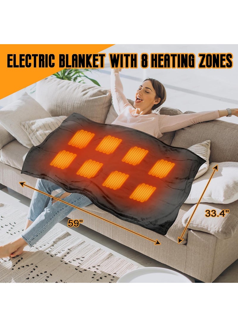 Clefairy USB Heated Blanket Wrap Luxury Flannel Wearable Heated Throw Blanket with Buttons Ultra Warm Heating Neck and Shoulders Shawl for Home Office Outdoor Use
