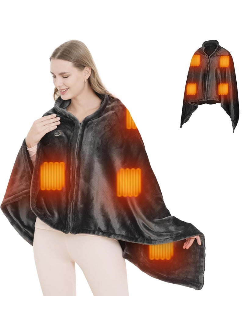 Clefairy USB Heated Blanket Wrap Luxury Flannel Wearable Heated Throw Blanket with Buttons Ultra Warm Heating Neck and Shoulders Shawl for Home Office Outdoor Use