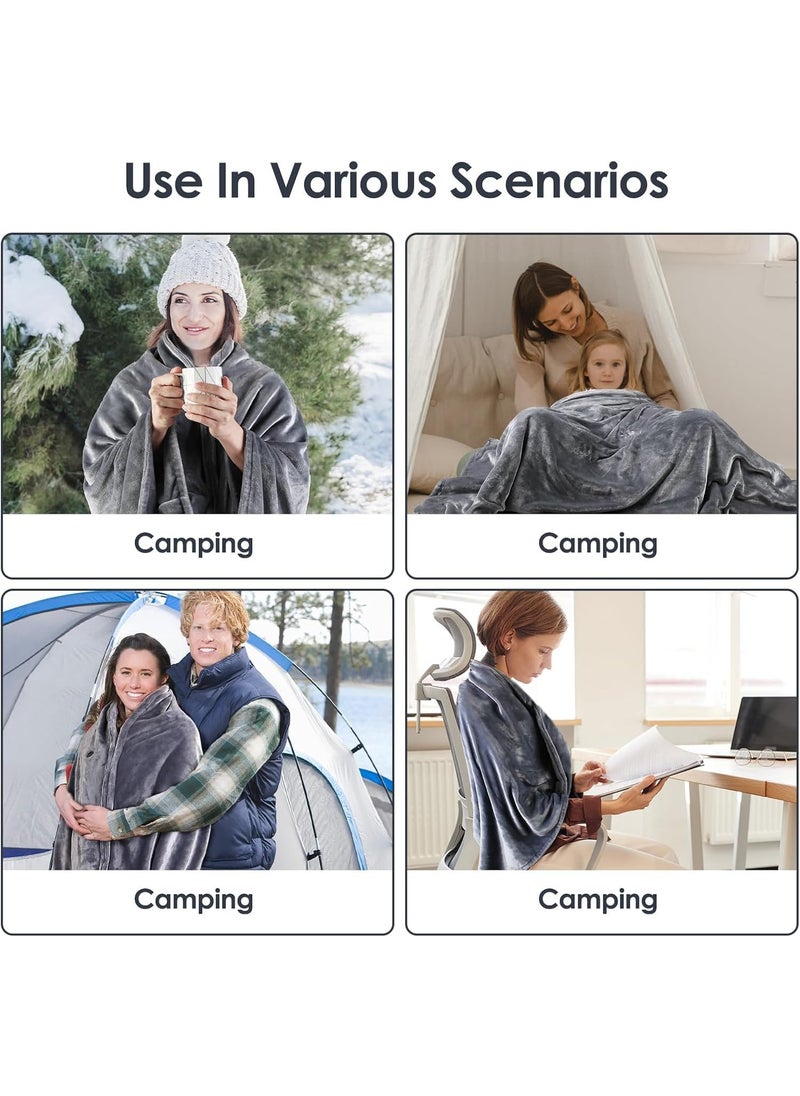 Clefairy USB Heated Blanket Wrap Luxury Flannel Wearable Heated Throw Blanket with Buttons Ultra Warm Heating Neck and Shoulders Shawl for Home Office Outdoor Use