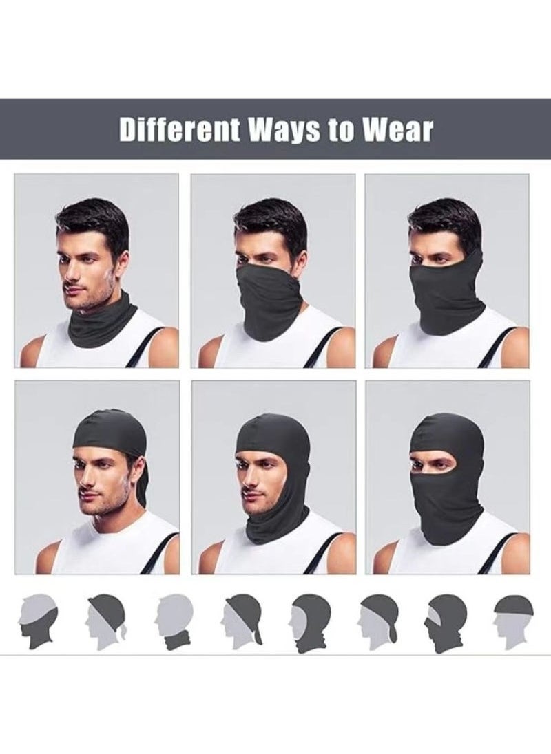 2Pcs Balaclava Face Mask UV Protection Ice Silk for Men Women Sun Hood Cycling, Climing, Running (Black+Grey)