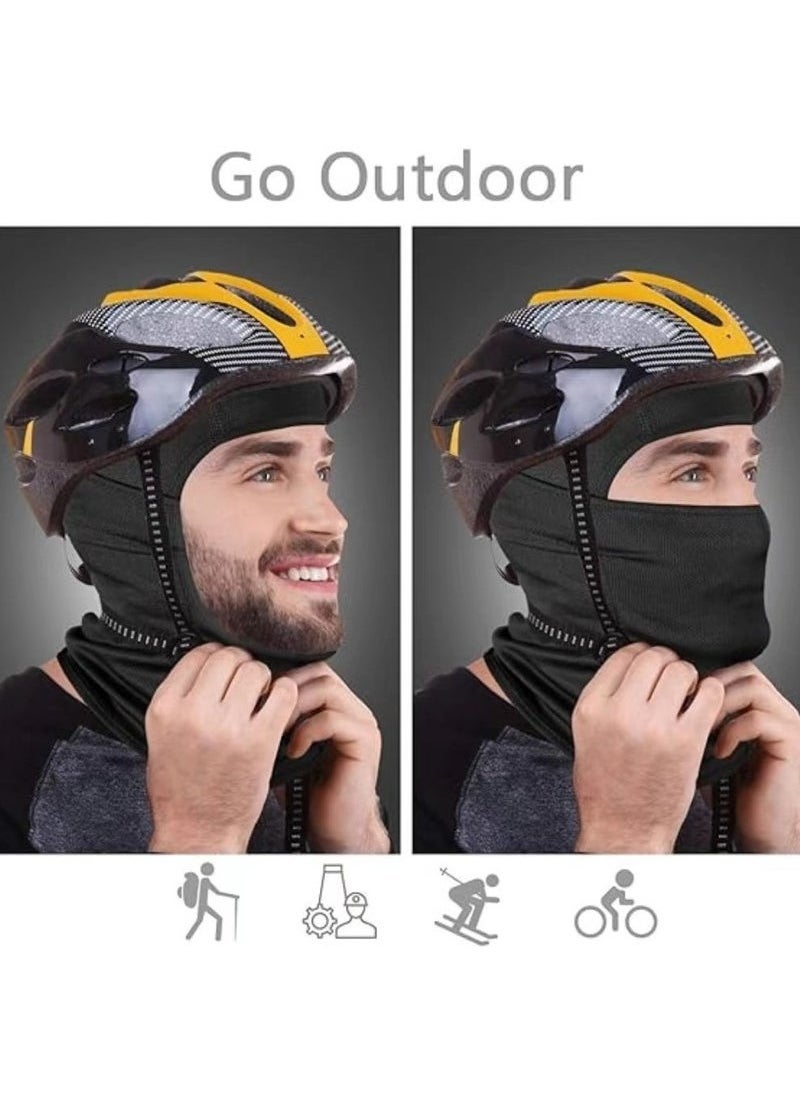 2Pcs Balaclava Face Mask UV Protection Ice Silk for Men Women Sun Hood Cycling, Climing, Running (Black+Grey)