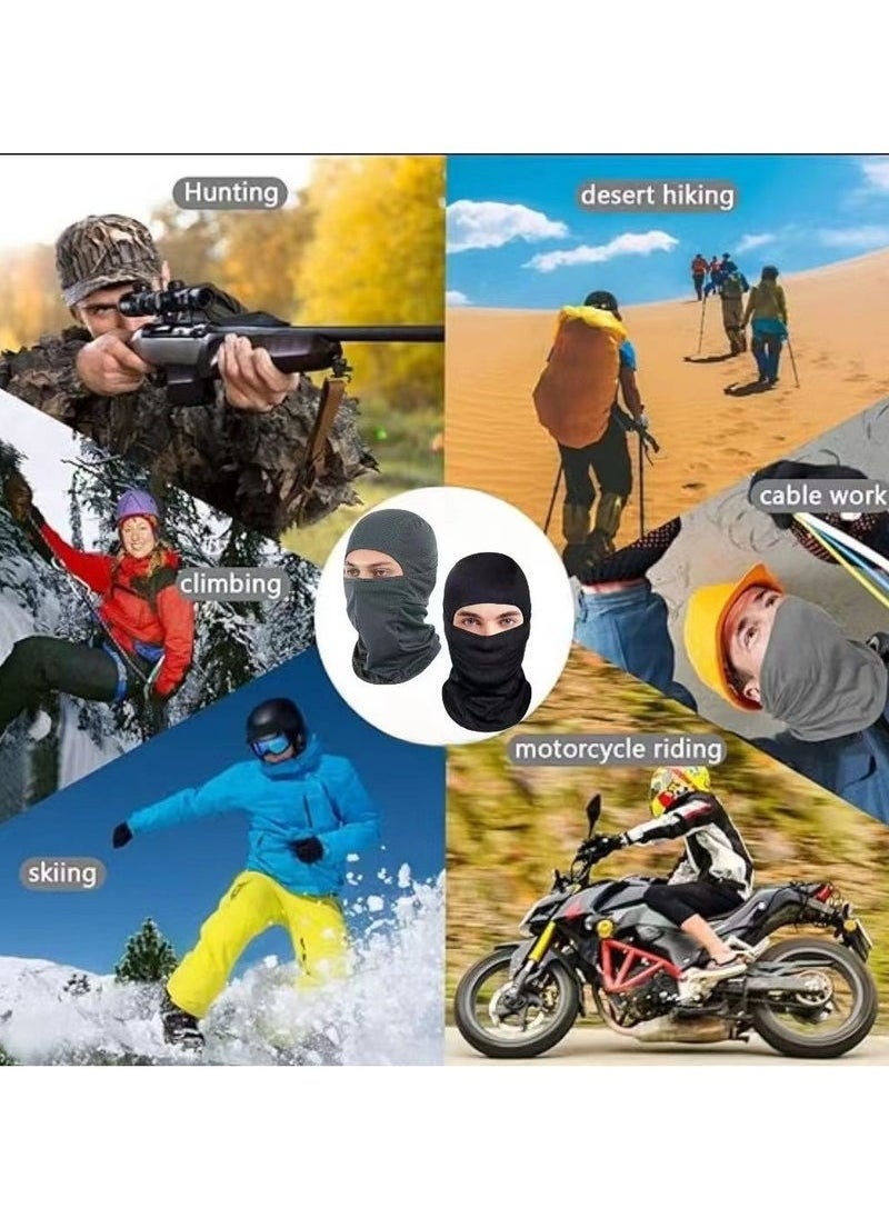 2Pcs Balaclava Face Mask UV Protection Ice Silk for Men Women Sun Hood Cycling, Climing, Running (Black+Grey)