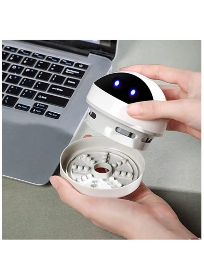 Mini Desktop Vacuum Cleaner Robot Vacuum Cleaner for Desktop, Portable Small USB Vacuum Cleaner Quiet Pick up Tiny Items Crumbs Eraser Crumbs Hairs Flakes for Home Office Kitchen Piano Keyboard