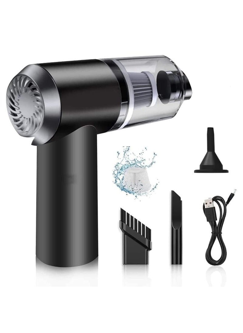 RJ SHOP Portable Cordless Air Duster Vacuum Cleaner USB Rechargeable 3 in 1 Handheld Mini Vacuum for Keyboard Car and Office Cleaning with Multiple Nozzles Black