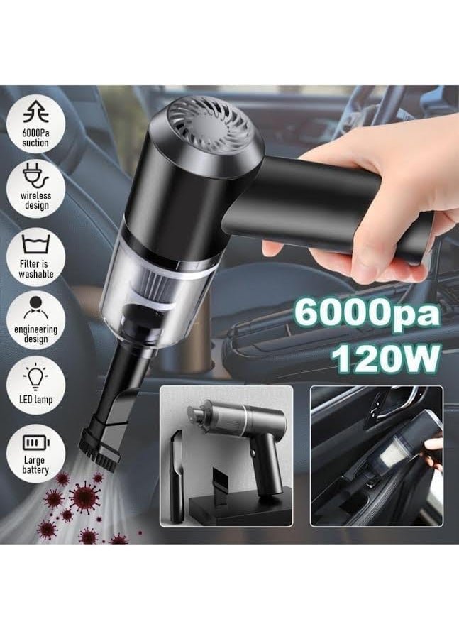 OM SHREE RADHA 3in1 Handheld Vacuum Cleaner with Crevice Tool and Brush Attachments Cordless
