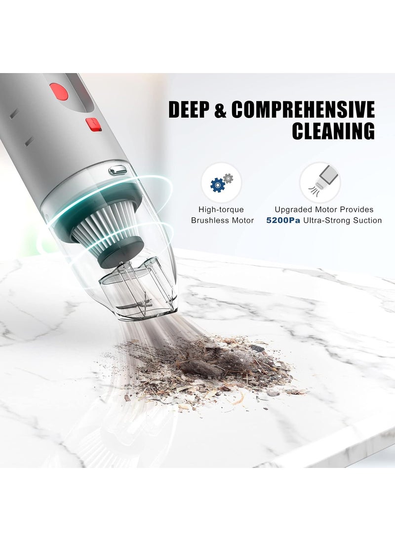 FYA Handheld Vacuum Cleaner Cordless Wireless Hand VacuumAir Blower 2in1 Mini Portable Car Vacuum Cleaner with Powerful Suction USB Rechargeable Vacuum for Home and Car Silver HEPA Filter