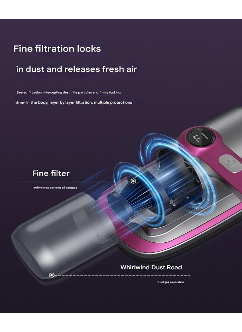 FLOMERO Cordless Dust Mite Cleaning Machine Mattress Sofa Car Vacuum Cleaner2 Gear Mite UV Bed Vacuum Cleaner Digital Display Handheld Mite Remover