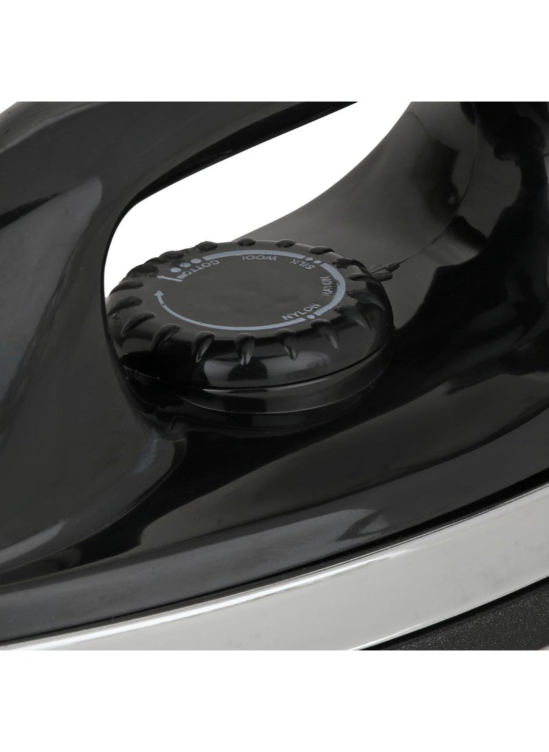 REALTEC Steelco Black Iron Light Weight NonStick Teflon Coated Dry Iron Electric Iron for Clothes 1 Year Warranty 1000 Watt black Press