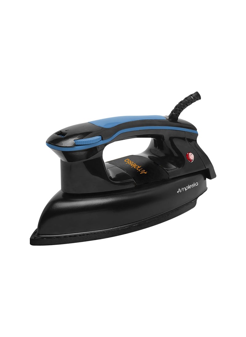 Amplesta Plancha Dry Iron 1200 Watts HighTemperature Grade PBT Insulator Adjustable Temperature Control ISI Marked Made in India 360 Swivel Cord 11 Year Warranty Black Blue