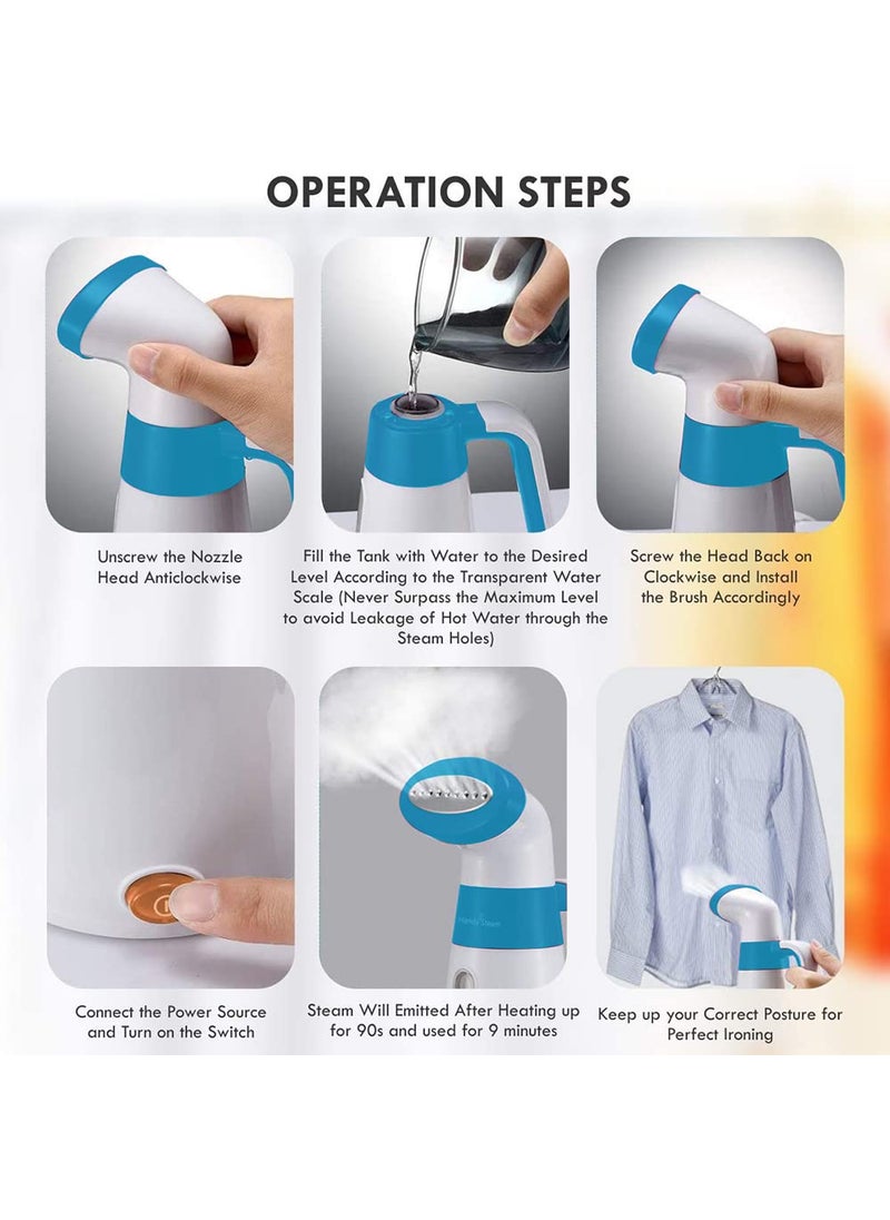 Acesquare Garment Steamer Handy Steam600W with Detachable Fabric Brush 120ml Capacity WhiteBlue