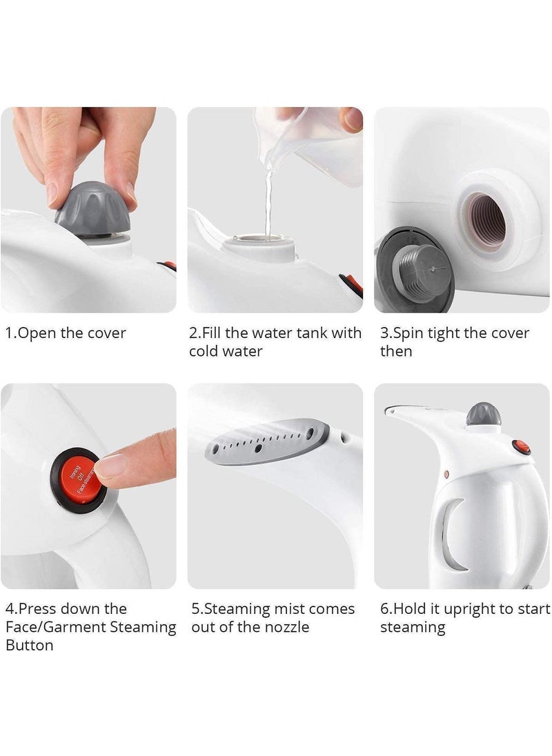 ABUDIT 2 in 1 Handheld Garment Steamer For Clothes Portable Fabric Steam Brush Facial Steamer For Face And Nose Cold And Cough