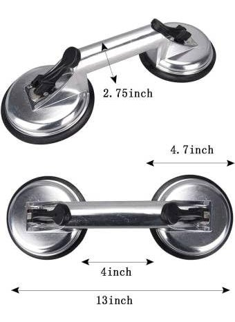 FLAMINGO ENTERPRISE Uptodatetools Aluminium Heavy Duty Glass Suction Cup Double Gripper Vacuum Lifter 10 cm