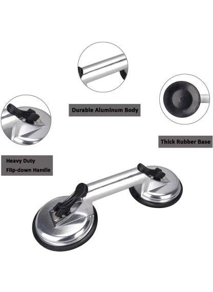 FLAMINGO ENTERPRISE Uptodatetools Aluminium Heavy Duty Glass Suction Cup Double Gripper Vacuum Lifter 10 cm