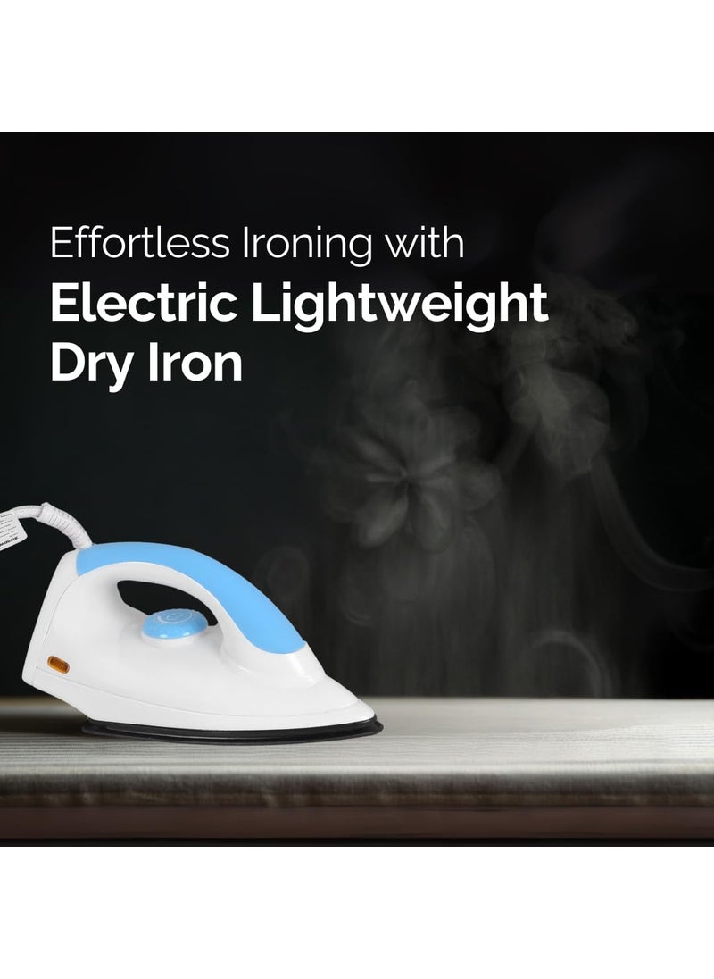 Electric Lightweight Dry Iron box for Clothes 1000 Watts Quick and Easy Wrinkle Removal for Clothes Linens and Other Fabrics 360 degree Moving Cord Quick Heat up ISI Certified 1 year Warranty
