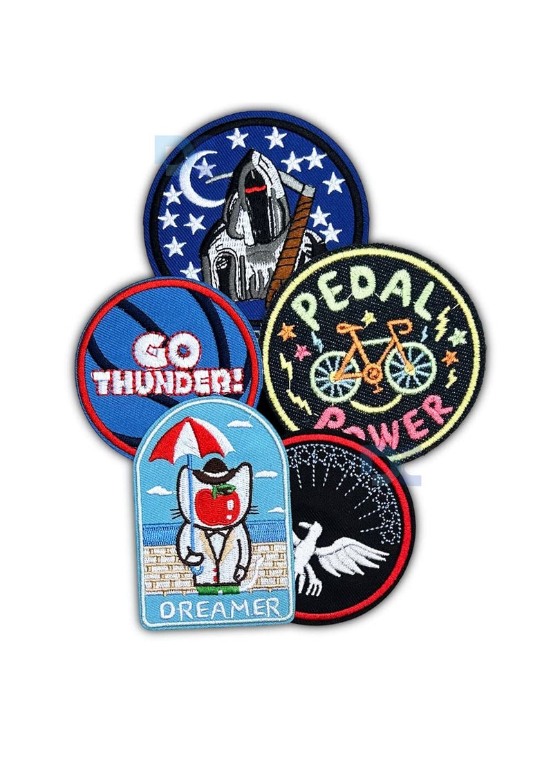 5pcs Cool Style Boys Special Iron on Patches Embroidered Sewing Repair Biker Logo Patch for Backpacks