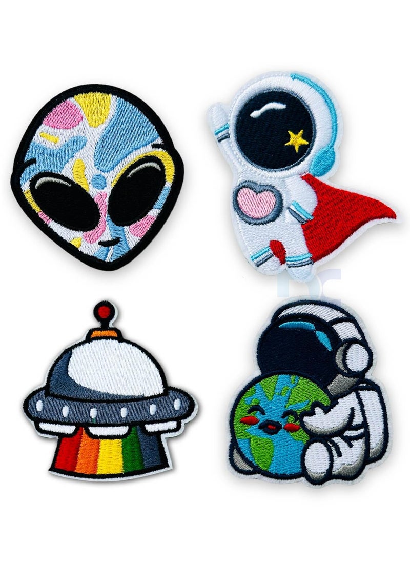 Daily Crafts Space 6 pcs Mix of NASA Planets Rockets Themed DIY Fabric Repair Patches for Jeans Jackets Hats Iron On Fashion Accessories Combo a