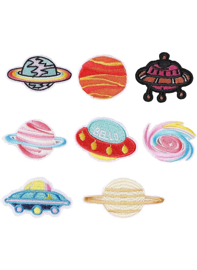 Daily Crafts Space 6 pcs Mix of NASA Planets Rockets Themed DIY Fabric Repair Patches for Jeans Jackets Hats Iron On Fashion Accessories Combo a
