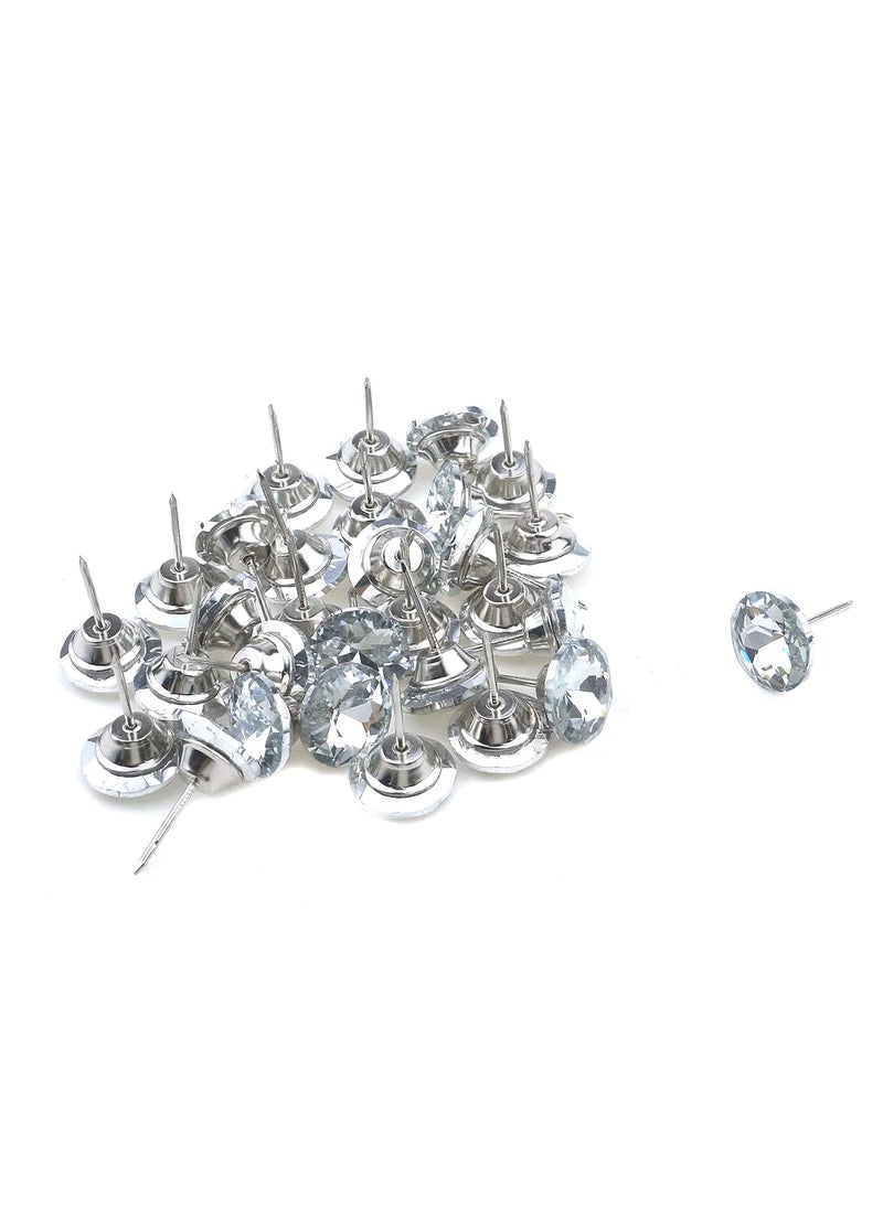 Geesatis 30 Pcs Upholstery Nails Tacks Crystal Clear Head Diameter 22 mm Crystal Upholstery Buttons for Sofa Headboards Furniture DIY Decoration