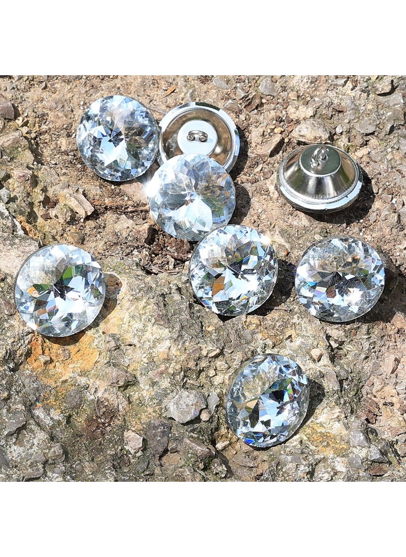 QZIBEVA Pack 50 Crystal 20 mm Upholstery Metal Loop Rhinestone Buttons Clear Sofa Sewing Crafts Silver Code CSB013