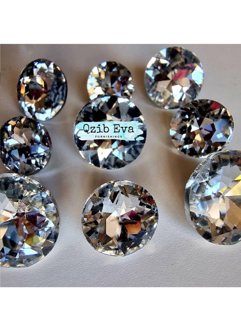 QZIBEVA Pack 50 Crystal 20 mm Upholstery Metal Loop Rhinestone Buttons Clear Sofa Sewing Crafts Silver Code CSB013