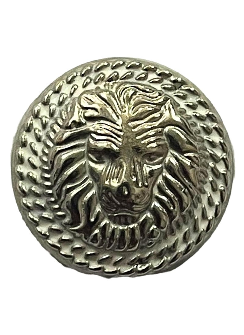 MR JHA CREATIONS Fearless Lion face shape embossed Design Round Shank Metal Button White and Silver Color for Coat Suit Blazer Sherwani Nehru Jacket and for all Types of Clothes Set of 13 Buttons 7 Big 6 Small Buttons