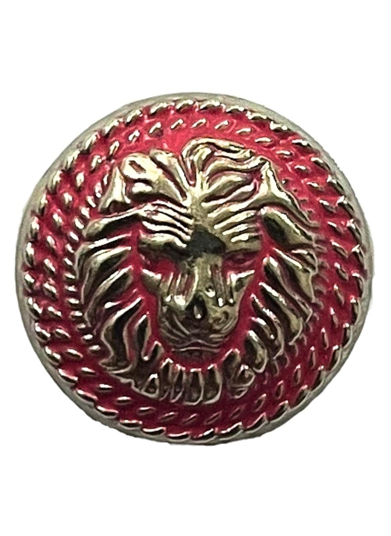 MR JHA CREATIONS Fearless Lion face shape embossed Design Round Shank Metal Button Pink and Silver Color for Coat Suit Blazer Sherwani Nehru Jacket and for all Types of Clothes Set of 13 Buttons 7 Big 6 Small Buttons