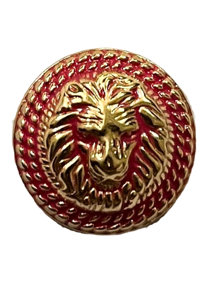 MR JHA CREATIONS Fearless Lion face shape embossed Design Round Shank Metal Button Pink and Golden Color for Coat Suit Blazer Sherwani Nehru Jacket and for all Types of Clothes Set of 13 Buttons 7 Big 6 Small Buttons