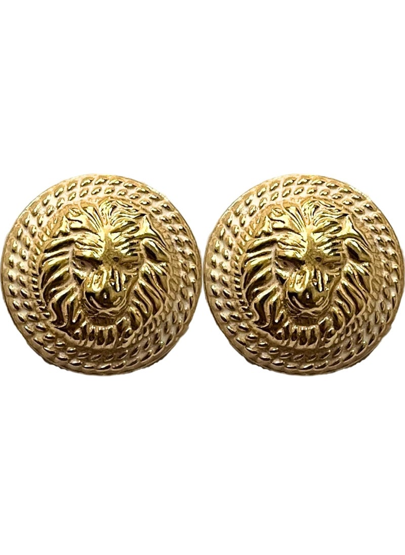 MR JHA CREATIONS Fearless Lion face shape embossed Design Round Shank Metal Button White and Golden Color for Coat Suit Blazer Sherwani Nehru Jacket and for all Types of Clothes Set of 13 Buttons 7 Big 6 Small Buttons