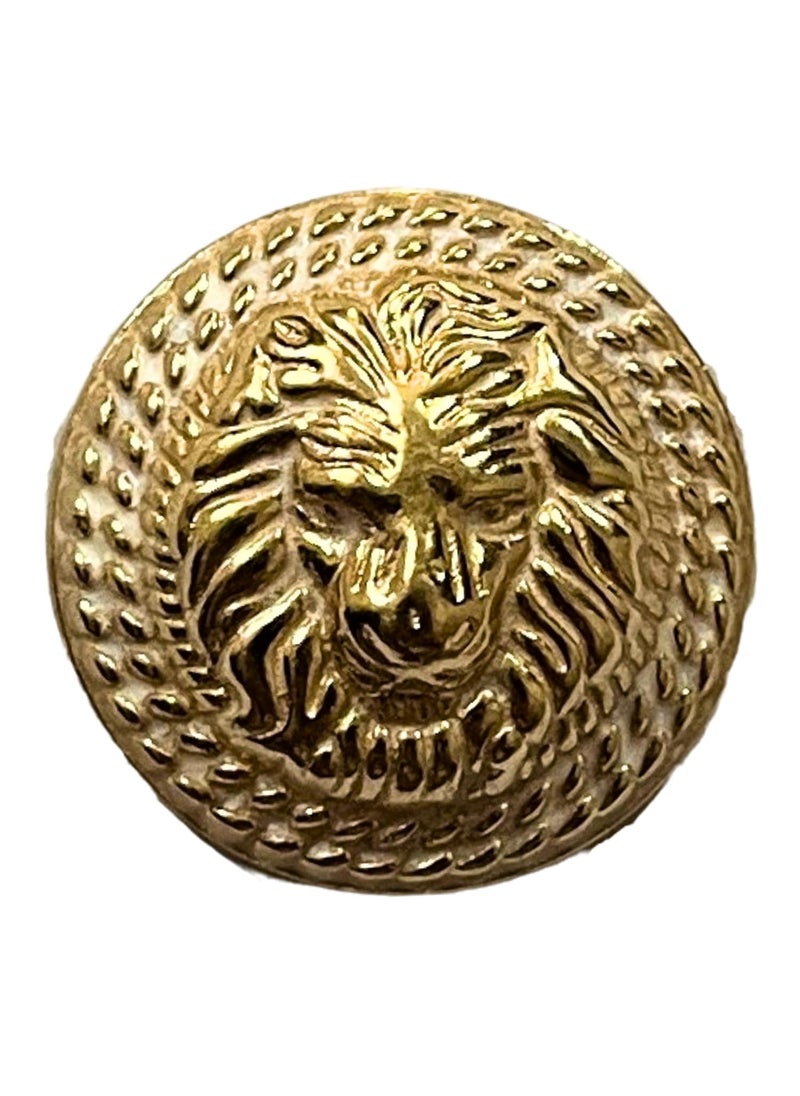 MR JHA CREATIONS Fearless Lion face shape embossed Design Round Shank Metal Button White and Golden Color for Coat Suit Blazer Sherwani Nehru Jacket and for all Types of Clothes Set of 13 Buttons 7 Big 6 Small Buttons