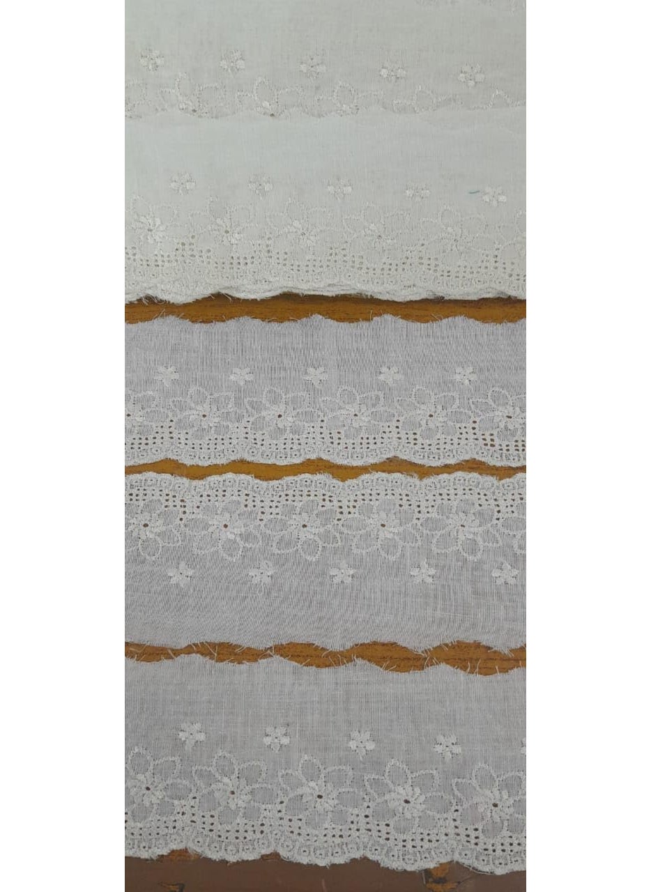 PCJS Cotton Soft Premium Embroidered Schiffli Lace 4 cm Single Side Scallop Lace Fabric lace Applique Fabric lace Sewing Supplies Cotton Work lace White Dyeable 20 Mtr