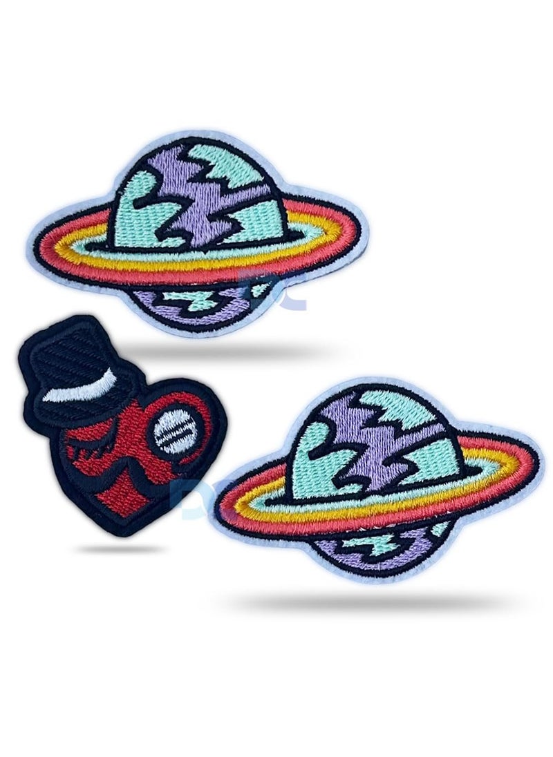 Daily Crafts 3 pcs Space Edition Embroidered Patch Ironon Patch DIY Clothes Sticker Trim Embellishments Applique Planets and Spaceships