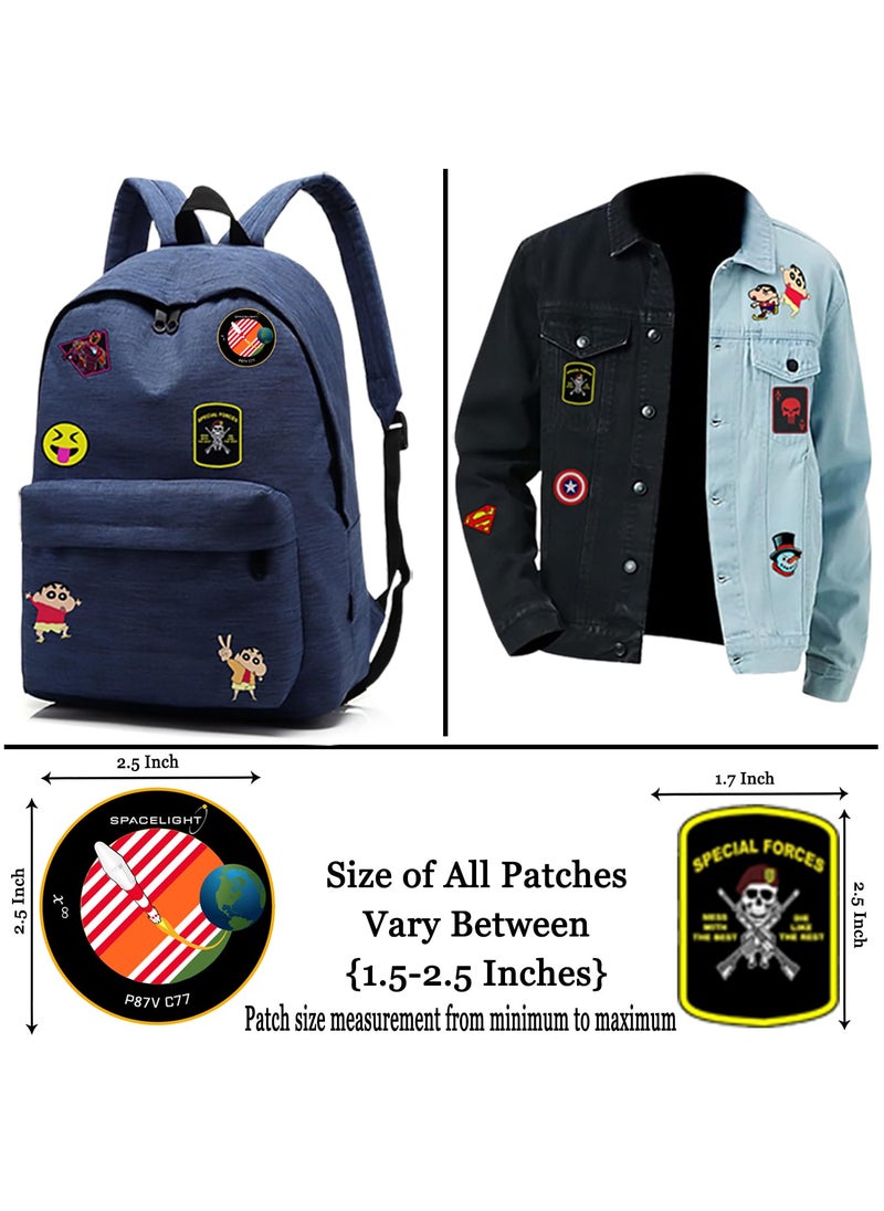LAZYCHUNKS Printed Iron Patches SA Style Decoration for Clothes Printed TShirt Thinnest Patches for Jackets Top HatsBags Multicolour Design Pack of 20