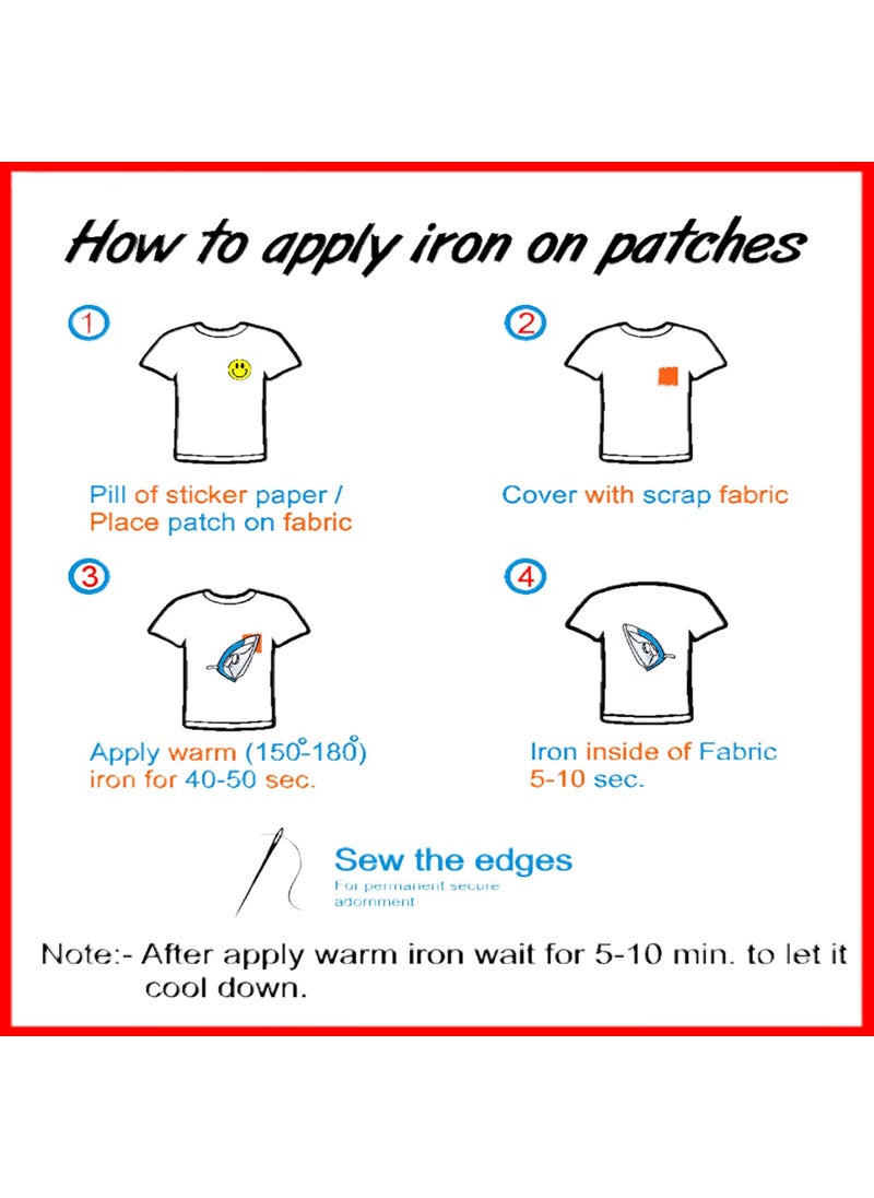 LAZYCHUNKS Printed Iron Patches SA Style Decoration for Clothes Printed TShirt Thinnest Patches for Jackets Top HatsBags Multicolour Design Pack of 20