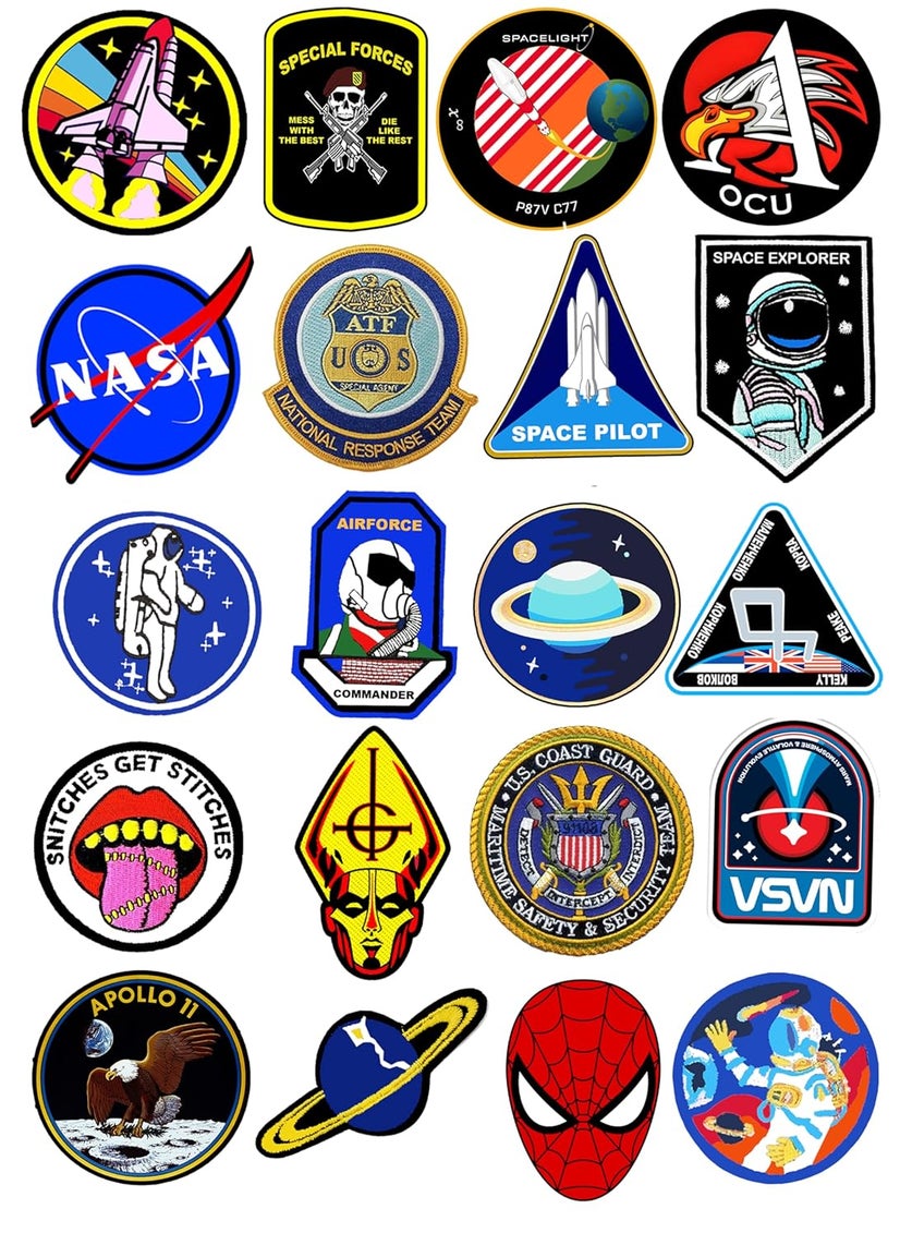 LAZYCHUNKS Printed Iron Patches SA Style Decoration for Clothes Printed TShirt Thinnest Patches for Jackets Top HatsBags Multicolour Design Pack of 20