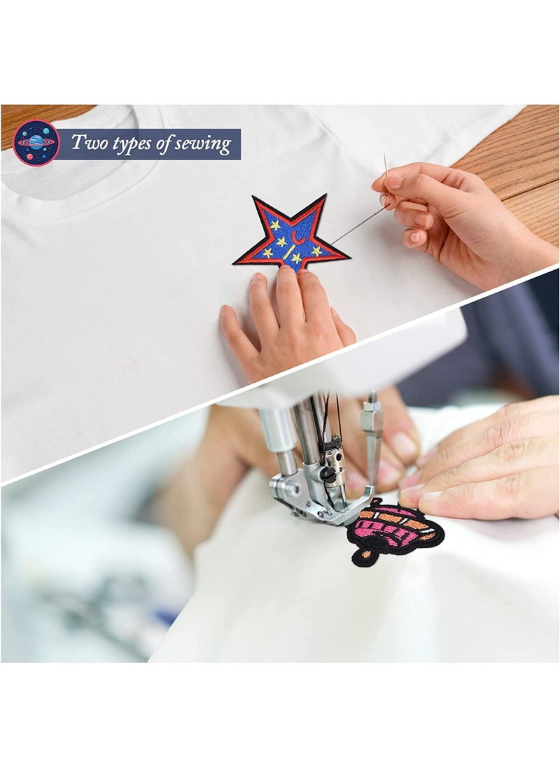 DCW Embroidered Patches Iron On Sew On Pack of 2 Astronaut Cartoon Assorted Embellishments for Girls Boys Sweaters Jackets Varsity Jacket Decorative Patches Cute Space Theme Applique Patches